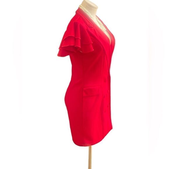 NWT RUFFLE SLEEVE DOUBLE BREASTED BLAZER DRESS - Picture 5 of 8